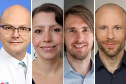 v.l.n.r.: Privatdozent Dr. med. Heinrich Burkhardt, Dr. rer. nat. Jana Seele, Dr. Carl-Philipp Jansen sowie Dr. med. Björn Hegner