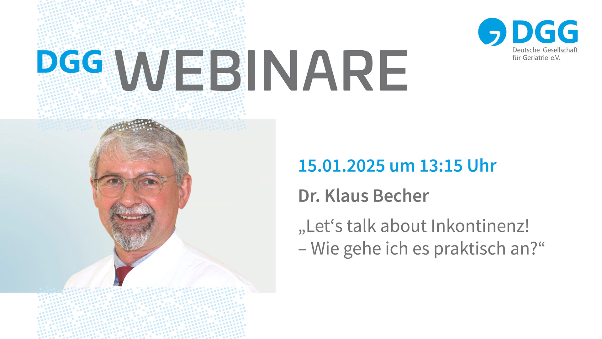 DGG-Webinar am 15. Januar zur Inkontinenz