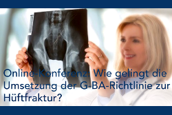 Screenshot der Seite zur Online-Konferenz G-BA-Richtlinie Hüftfraktur